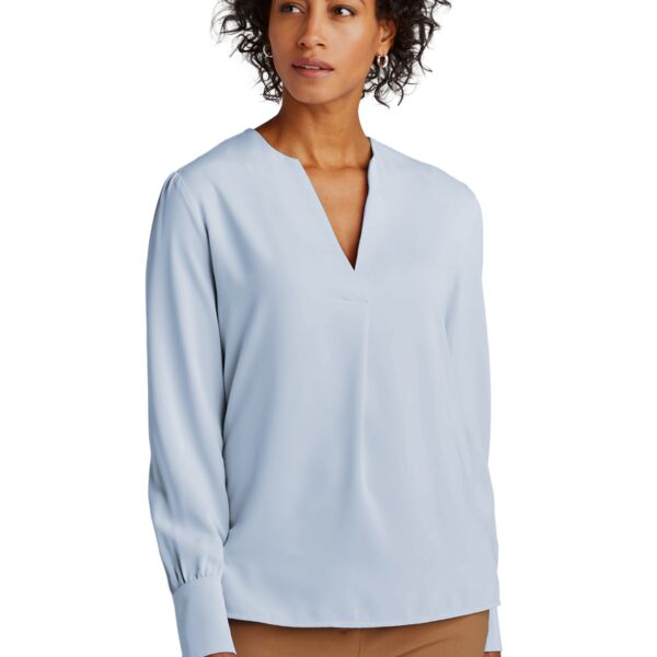 Brooks Brothers Women's Open Neck Satin Blouse BB18009 Women's Open Neck Satin Blouse Thumbnail