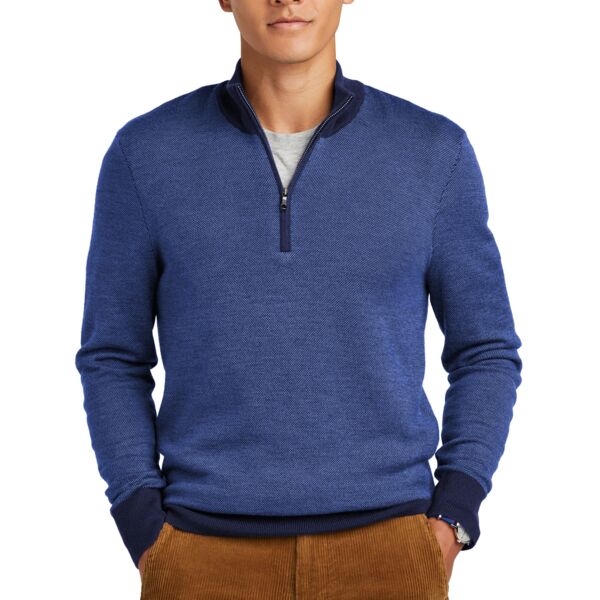 Brooks Brothers Washable Merino Birdseye 1/4 Zip Sweater BB18412 Washable Merino Birdseye 1/4 Zip Sweater Thumbnail