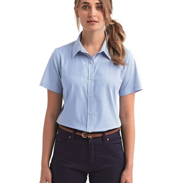 Artisan Collection by Reprime Women's Microcheck Gingham Short Sleeve Cotton Dress Shirt RP321 Women's Microcheck Gingham Short Sleeve Cotton Dress Shirt Thumbnail