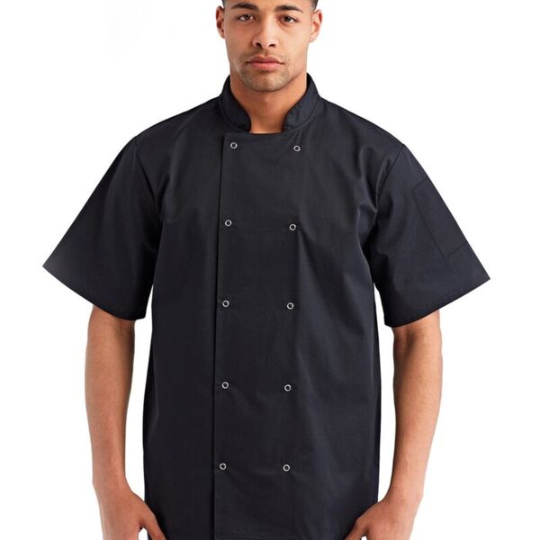 Artisan Collection by Reprime Unisex Ten Studded Front Short Sleeve Chef Coat RP664 Unisex Ten Studded Front Short Sleeve Chef Coat Thumbnail