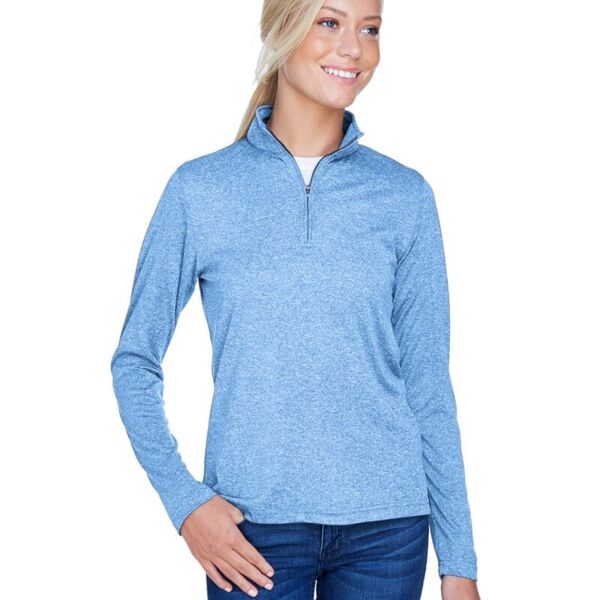 UltraClub Women's Cool & Dry Heathered Performance Quarter-Zip Pullover 8618W Women's Cool & Dry Heathered Performance Quarter-Zip Pullover Thumbnail