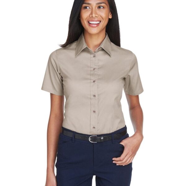 Harriton Women's Easy Blend™ Short Sleeve Twill Dress Shirt with Stain-Release M500SW Women's Easy Blend™ Short Sleeve Twill Dress Shirt with Stain-Release Thumbnail