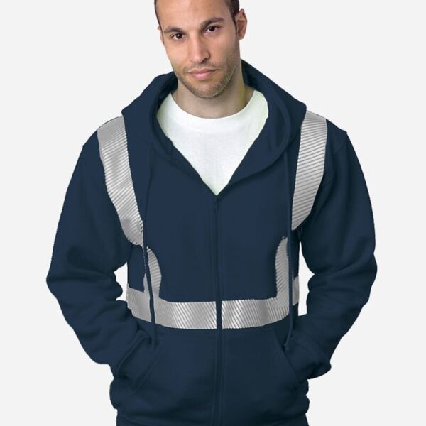 Bayside USA-Made Hi-Visibility Full-Zip Hooded Sweatshirt - Segmented Tape 3737 USA-Made Hi-Visibility Full-Zip Hooded Sweatshirt - Segmented Tape Thumbnail