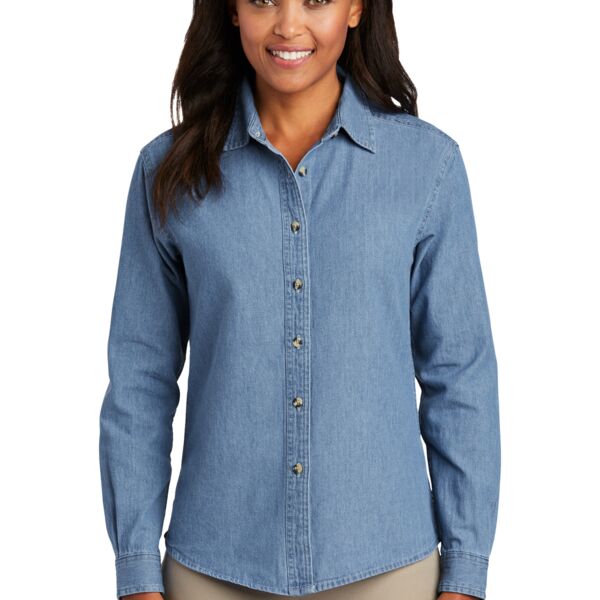 Port & Company Women's Long Sleeve Value Denim Shirt LSP10 Women's Long Sleeve Value Denim Shirt Thumbnail