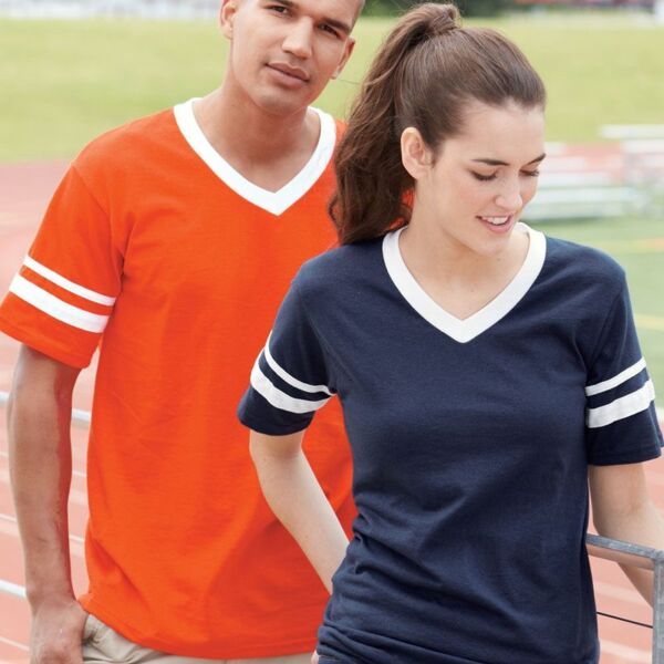 Augusta Sportswear V-Neck Jersey with Striped Sleeves 360 V-Neck Jersey with Striped Sleeves Thumbnail