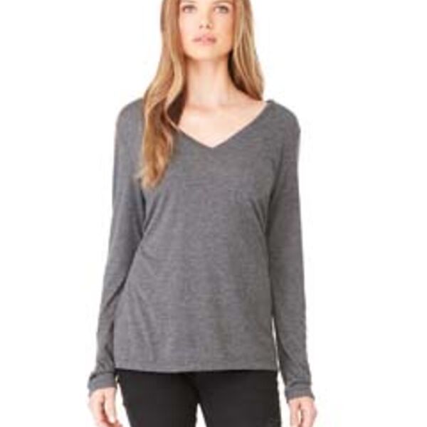 Bella + Canvas Ladies' Flowy Long-Sleeve V-Neck 8855 Ladies' Flowy Long-Sleeve V-Neck Thumbnail