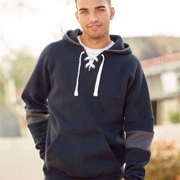 J. America Sport Lace Colorblocked Fleece Hooded Sweatshirt 8832 Sport Lace Colorblocked Fleece Hooded Sweatshirt Thumbnail
