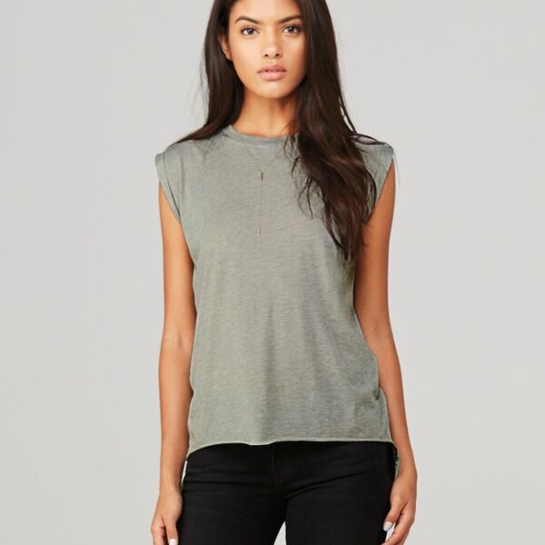 Bella + Canvas Women's Flowy Muscle Tee with Rolled Cuffs 8804 Women's Flowy Muscle Tee with Rolled Cuffs Thumbnail