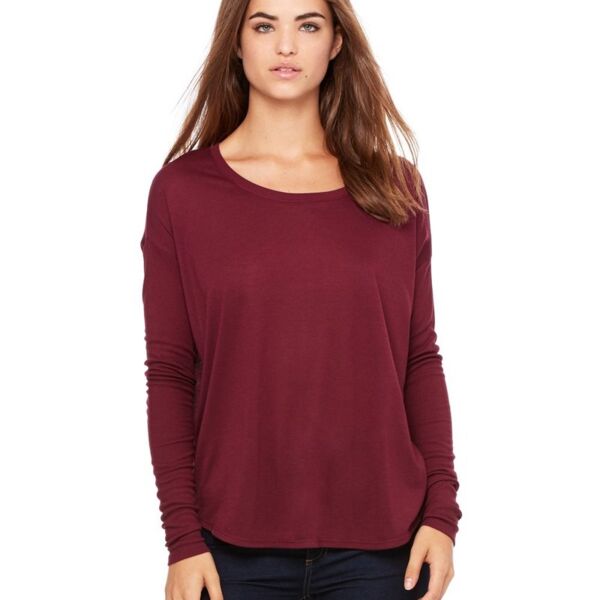 Bella + Canvas Women's Flowy Long Sleeve Tee with 2x1 Sleeves 8852 Women's Flowy Long Sleeve Tee with 2x1 Sleeves Thumbnail